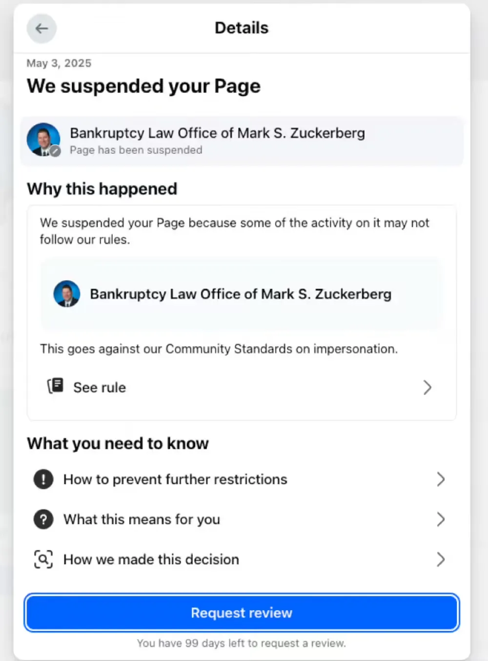 扎克伯格把扎克伯格告了:同名律师起诉 Meta,Facebook 八年封号五次插图 扎克伯格把扎克伯格告了:同名律师起诉 Meta,Facebook 八年封号五次插图