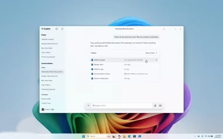 微软 Win11 Copilot 应用新功能：文件搜索与视觉助手开启测试插图