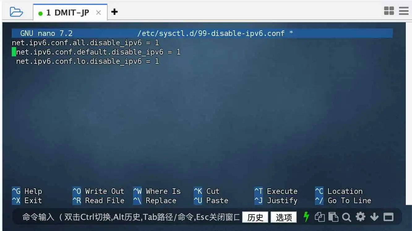 创建 IPv6 sysctl 配置文件