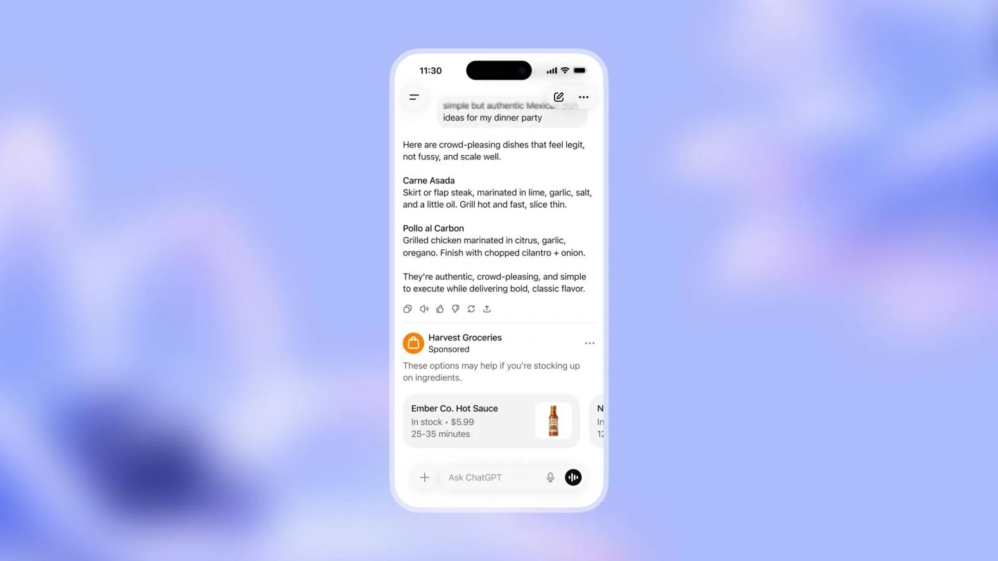 OpenAI：ChatGPT 广告暂不会在全球范围内推出插图
