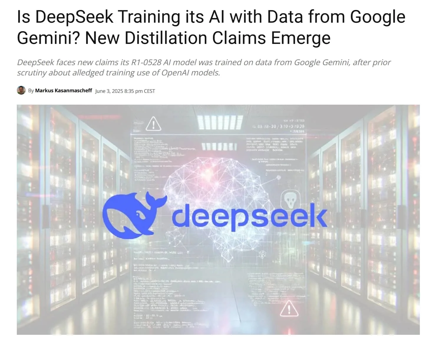 DeepSeek可能使用了Google Gemini数据训练新 AI 模型插图