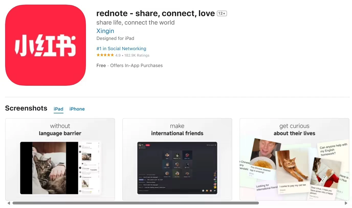 小红书 App 启用英文名“rednote”插图