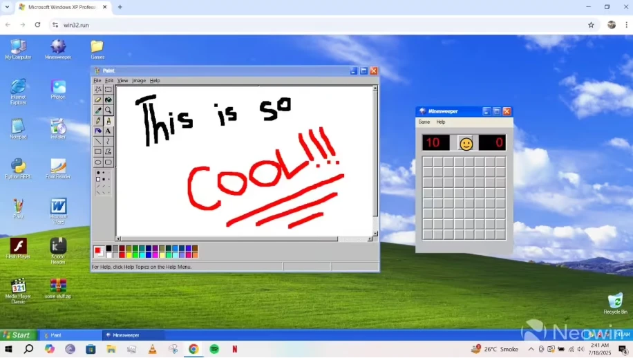 怀旧之旅启动:网页版 WinXP 亮相,可用画图工具、玩扫雷游戏等插图1 怀旧之旅启动:网页版 WinXP 亮相,可用画图工具、玩扫雷游戏等插图1
