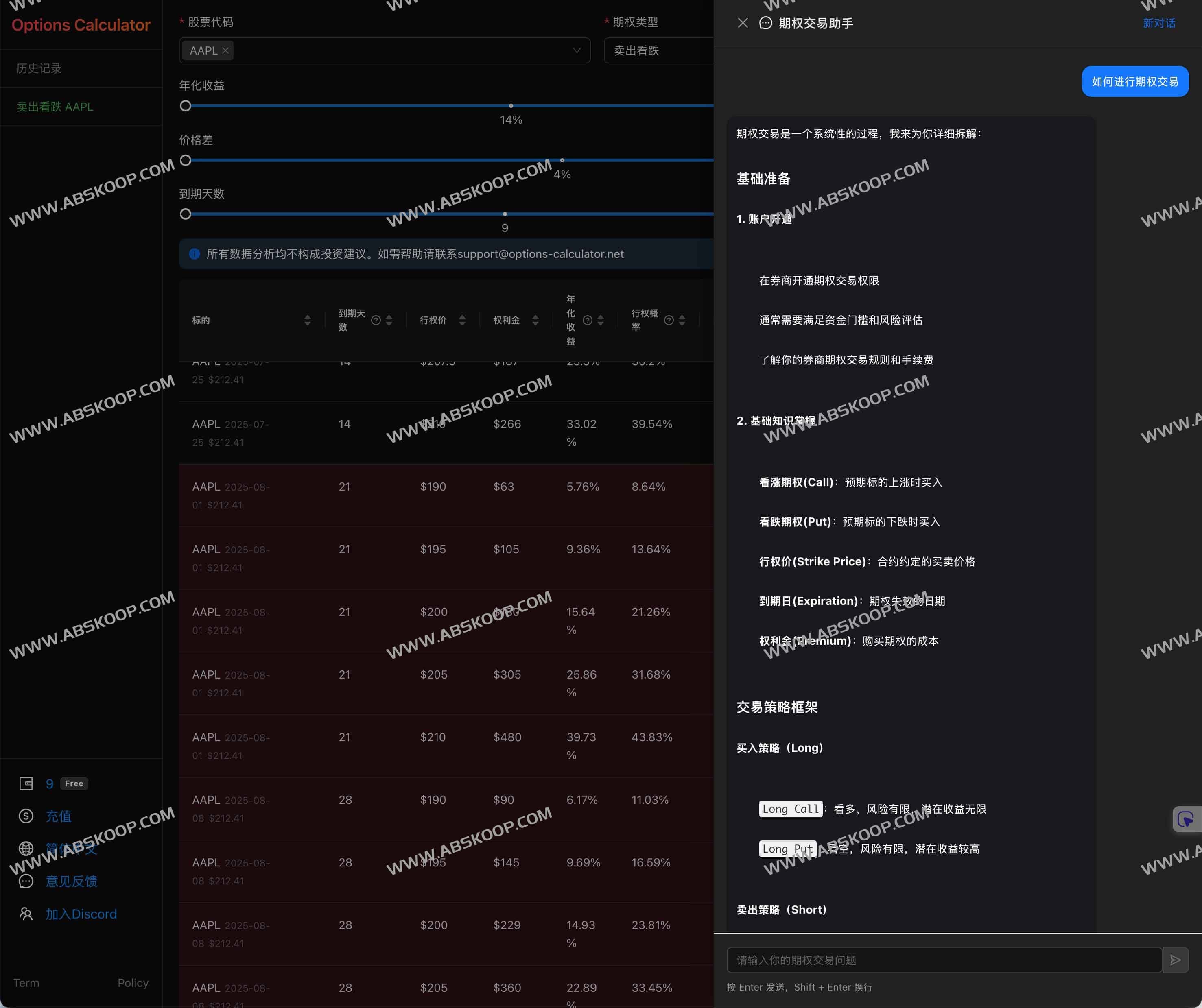 Options Calculator：全新的 AI 期权盈利计算器 免费希腊字母与定价工具