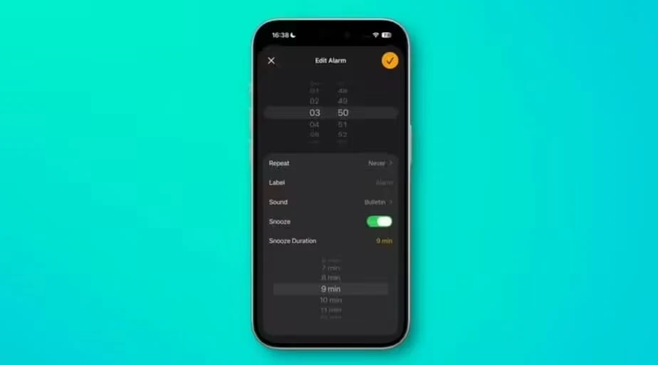 iPhone 闹钟终于可以自定义稍后提醒时间,苹果 iOS 26 支持 1 到 15 分钟调节插图1 iPhone 闹钟终于可以自定义稍后提醒时间,苹果 iOS 26 支持 1 到 15 分钟调节插图1