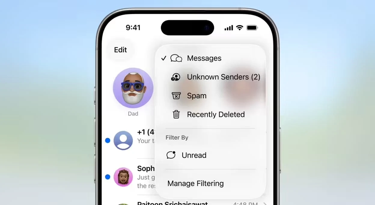 苹果 iOS 26 增强信息应用:静音来自未知号码的短信插图1 苹果 iOS 26 增强信息应用:静音来自未知号码的短信插图1