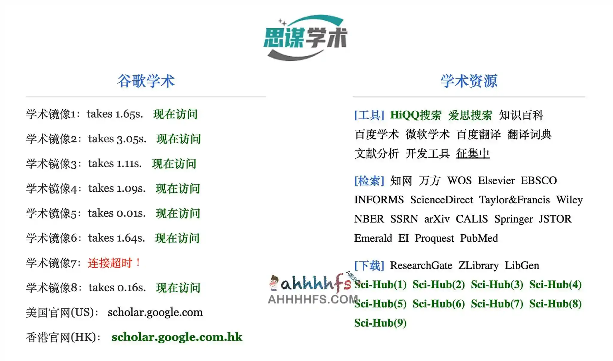 谷歌学术镜像 Google学术搜索导航-思谋学术