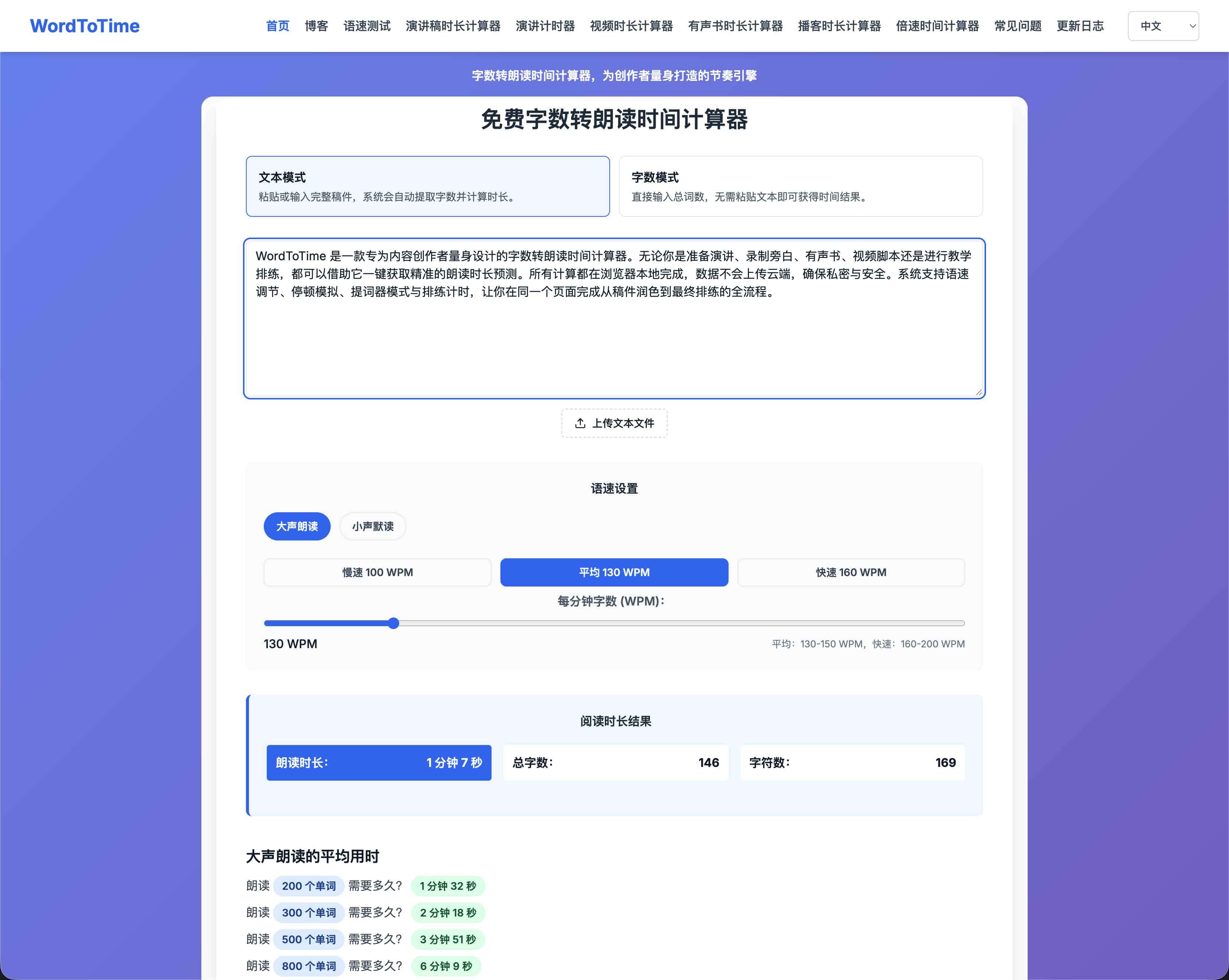 WordToTime：创作者专用的字数转朗读时间计算器，精准预测朗读时长的节奏引擎