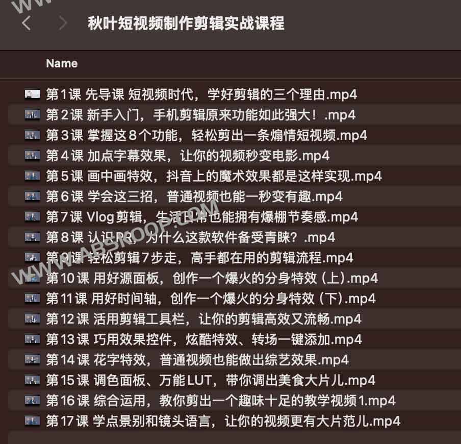秋叶短视频制作剪辑实战课程
