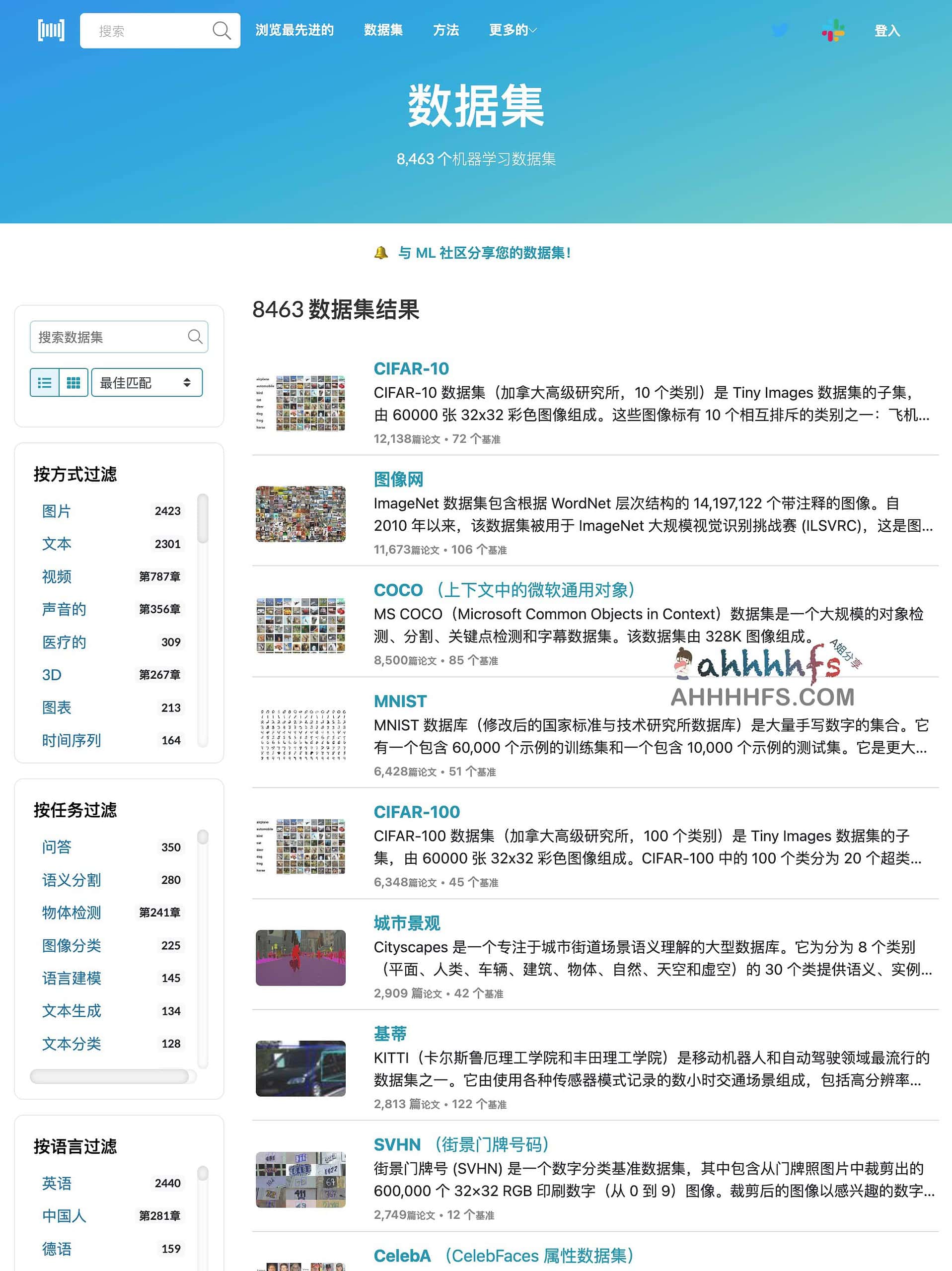 Papers with Code-免费机器学习论文资源 带代码实现