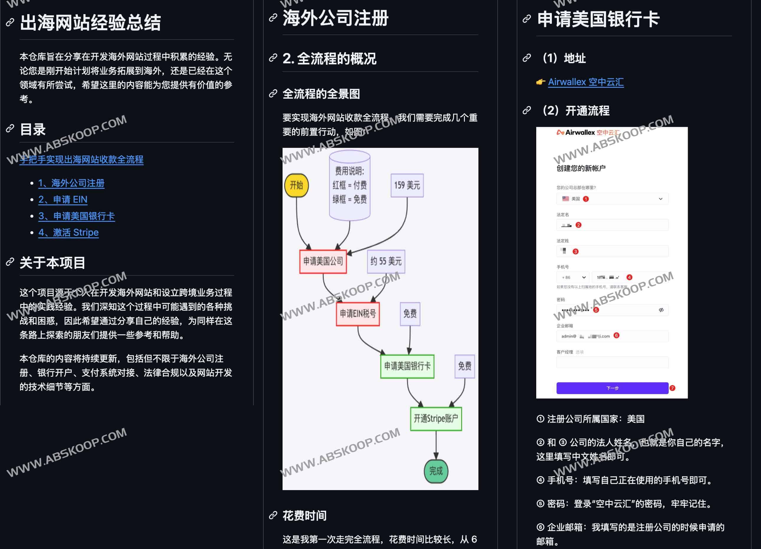 出海网站经验总结 手把手实现出海网站收款全流程：overseas-website-note