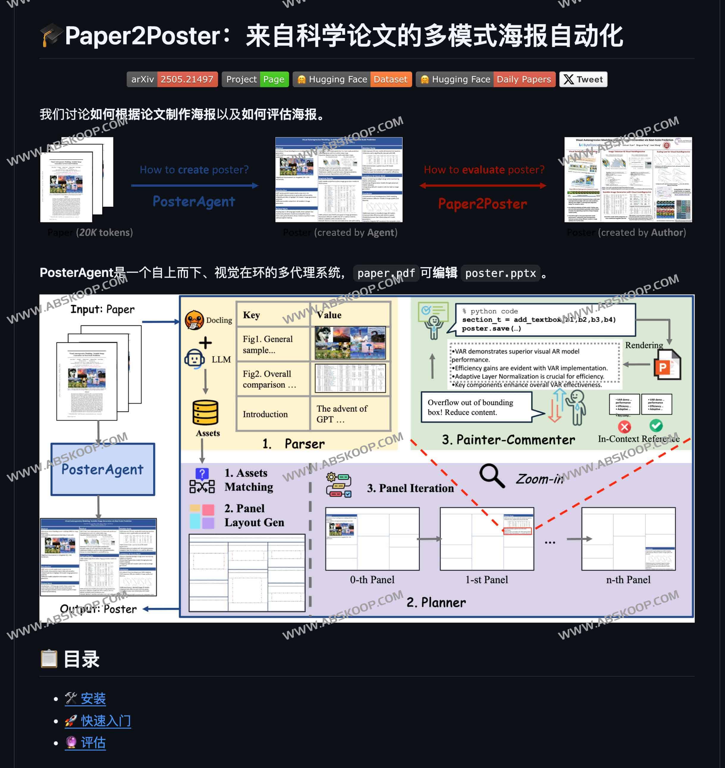 Paper2Poster：论文开源多智能体海报生成工具