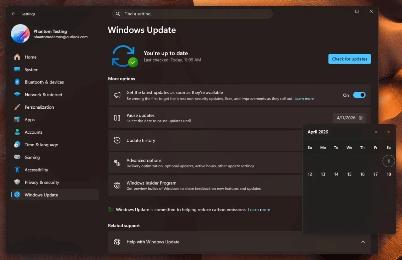 微软 Win11 预览版变革更新机制，用户可自选暂停更新周期插图