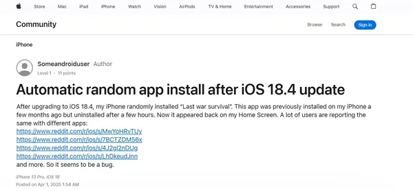 iOS 18.4出错:已卸载应用又回到了手机上插图 iOS 18.4出错:已卸载应用又回到了手机上插图