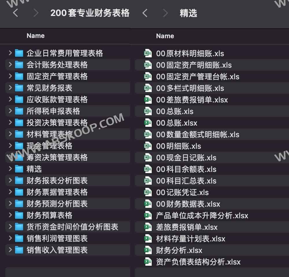 200套专业财务表格
