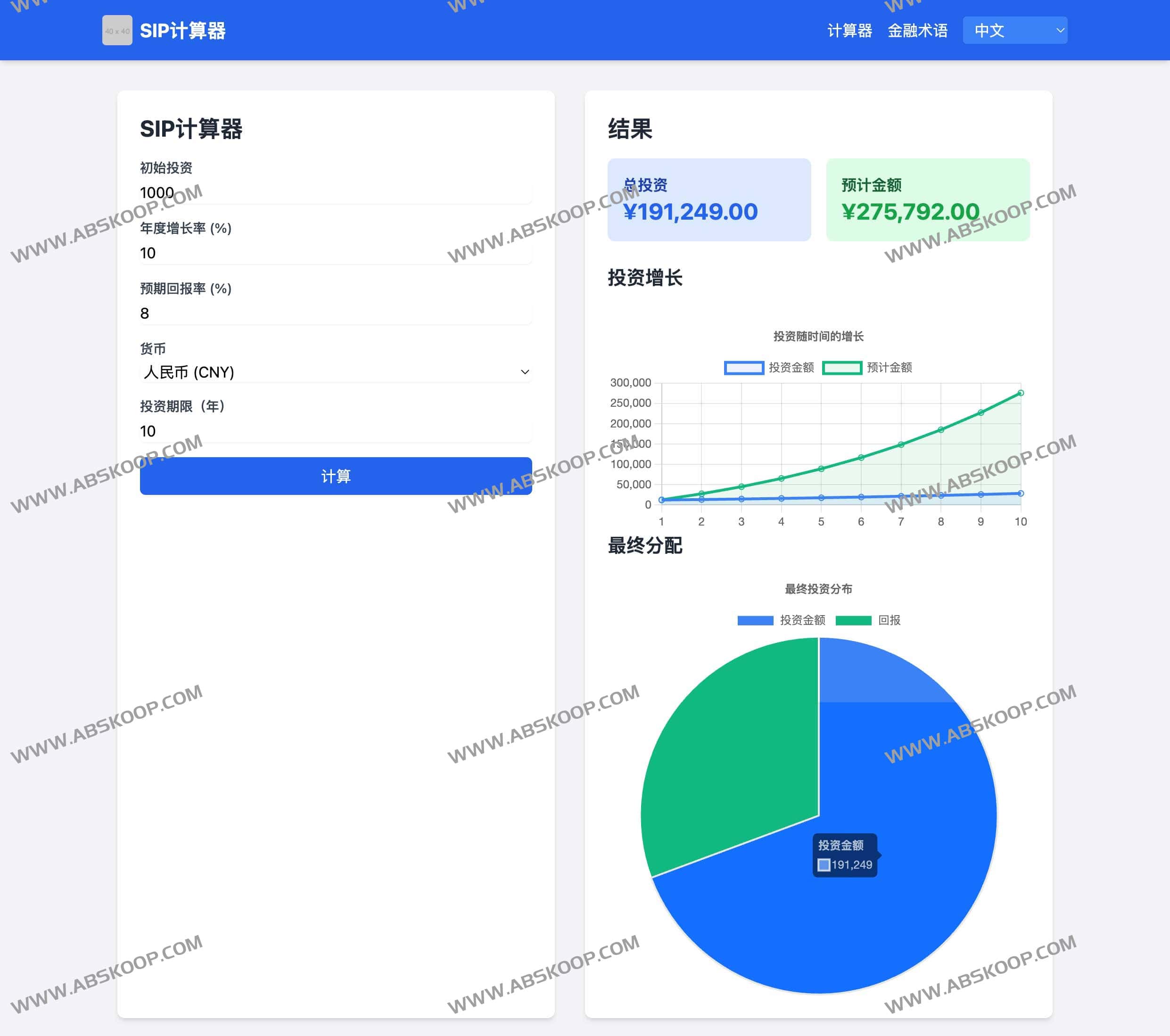 递增式SIP计算器：在线规划投资回报金融工具