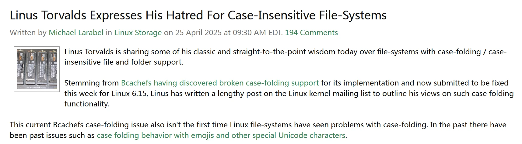 “Linux 之父”怒批:文件系统大小写不敏感是天大错误插图 “Linux 之父”怒批:文件系统大小写不敏感是天大错误插图