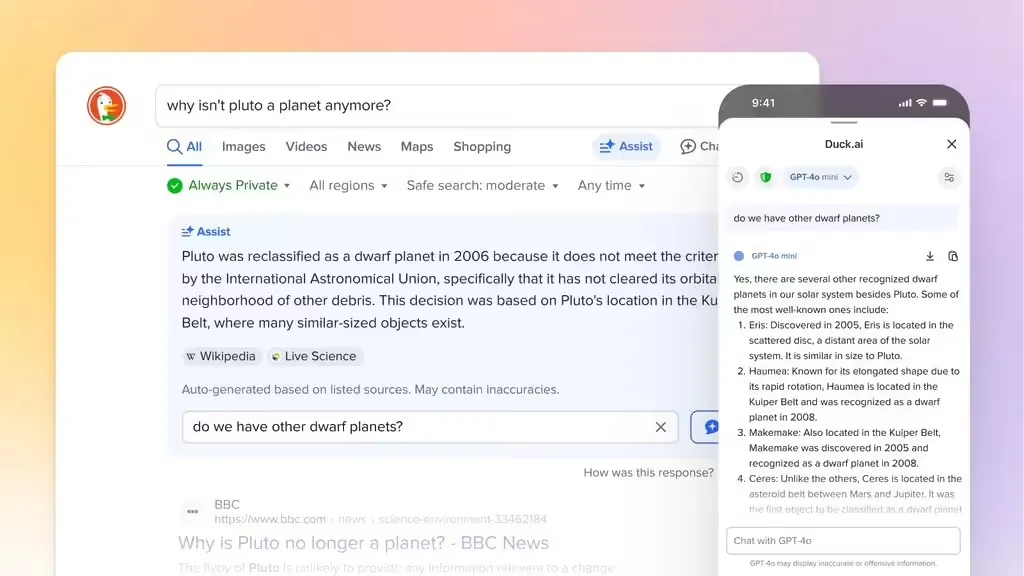 DuckDuckGo AI 聊天网站正式上线，免费匿名使用 GPT-4o mini插图