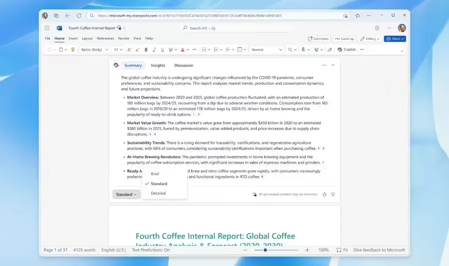 微软升级 Word AI 摘要功能，一键浓缩 3000 页文档插图