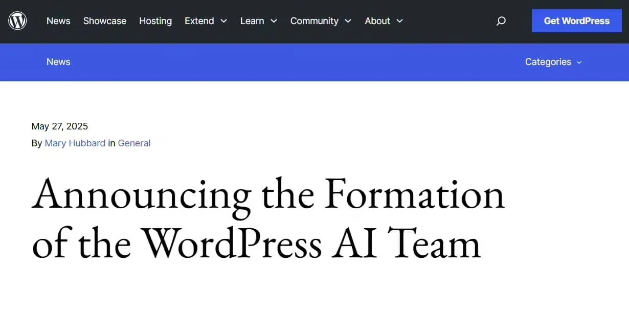 WordPress 成立 AI 团队：从“提供插件”上升到“平台战略”插图