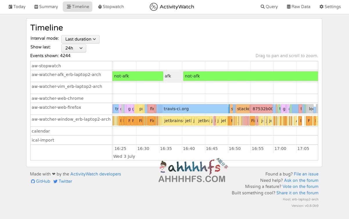 ActivityWatch-免费开源时间跟踪器 记录屏幕使用时间