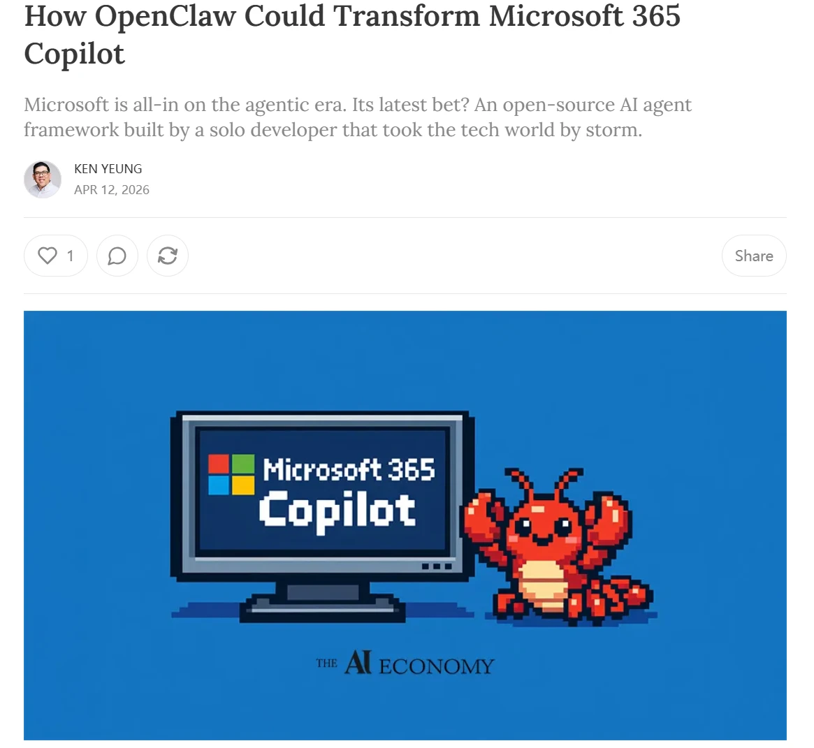 微软正研发另一款类 OpenClaw 智能体，将整合进 Microsoft 365 Copilot插图