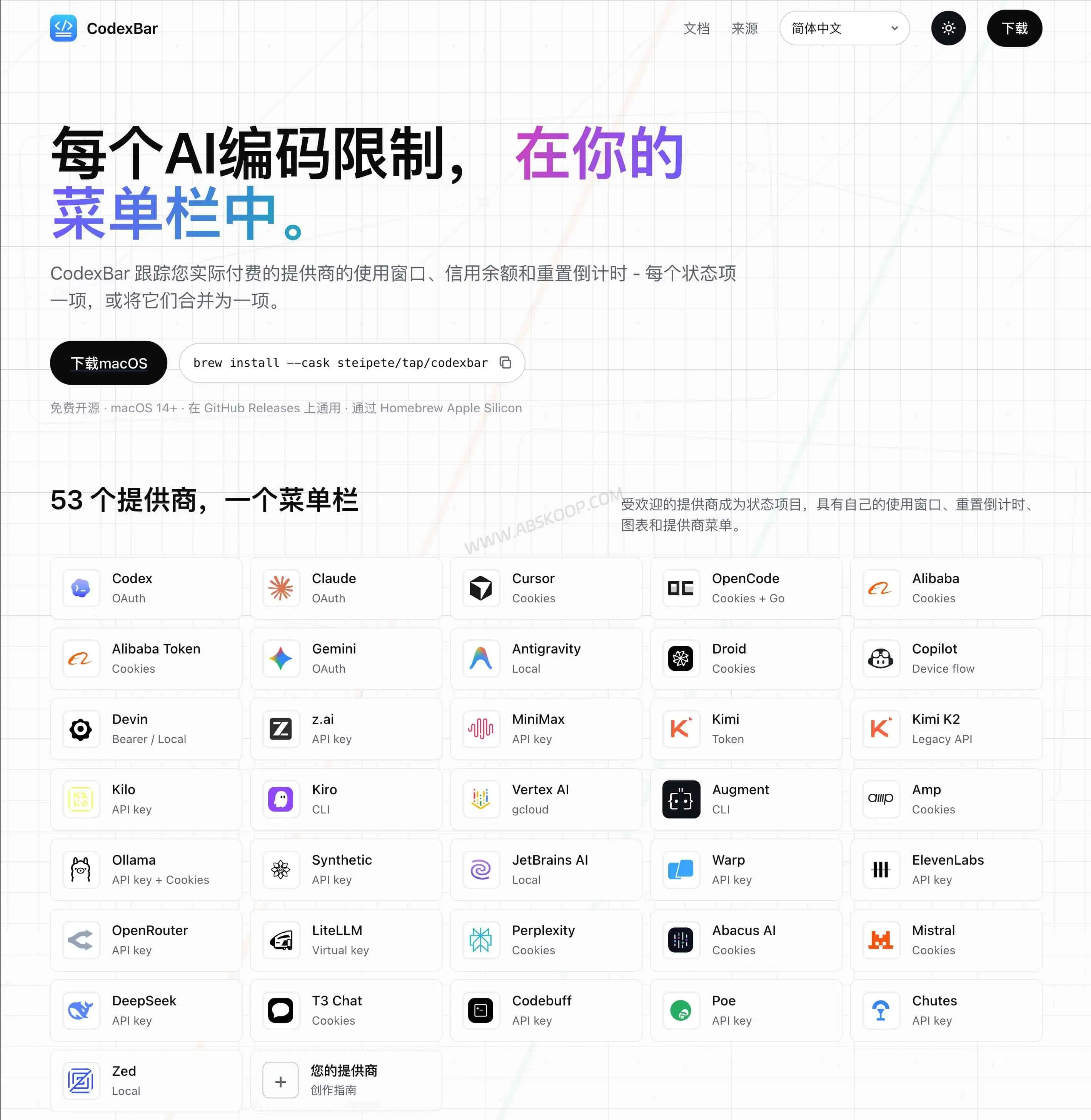 CodexBar 使用截图，展示 AI 服务用量监控和费用统计信息