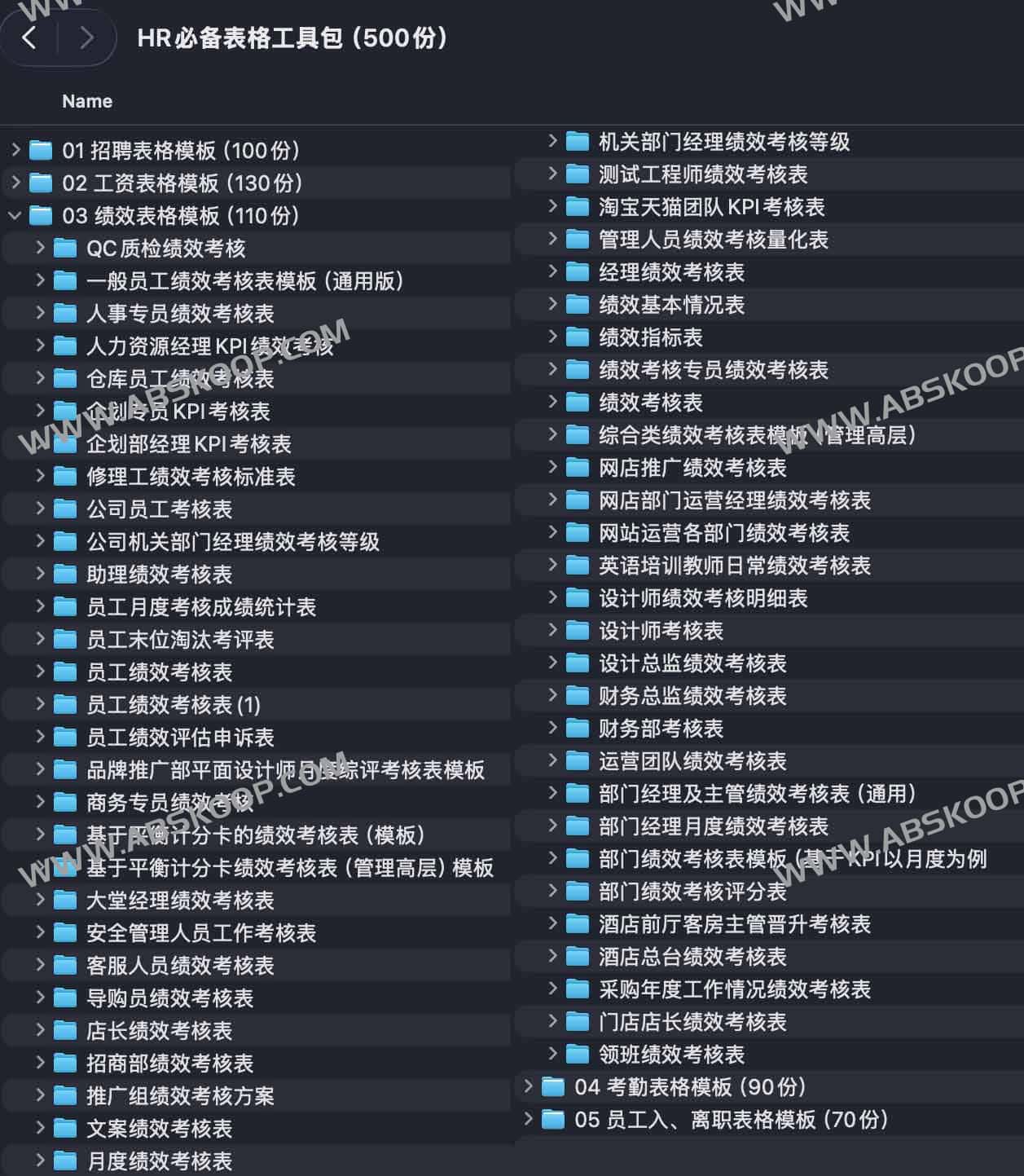 HR必备表格工具包（500份）