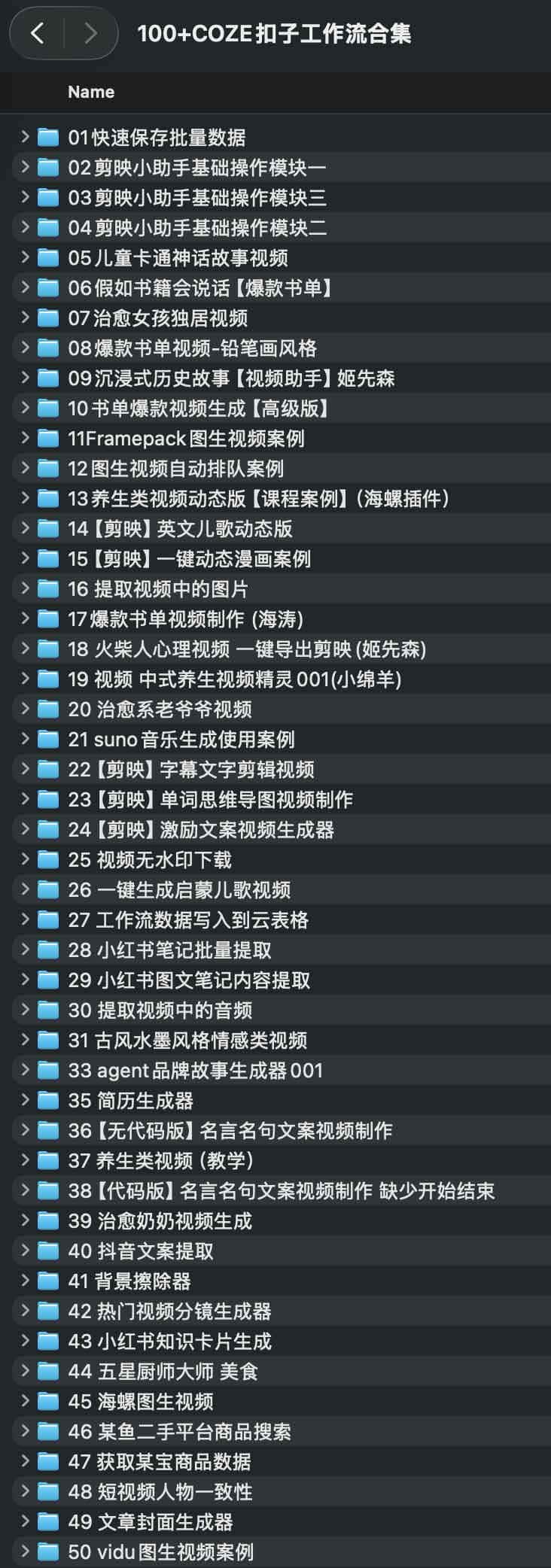 100+COZE扣子工作流合集