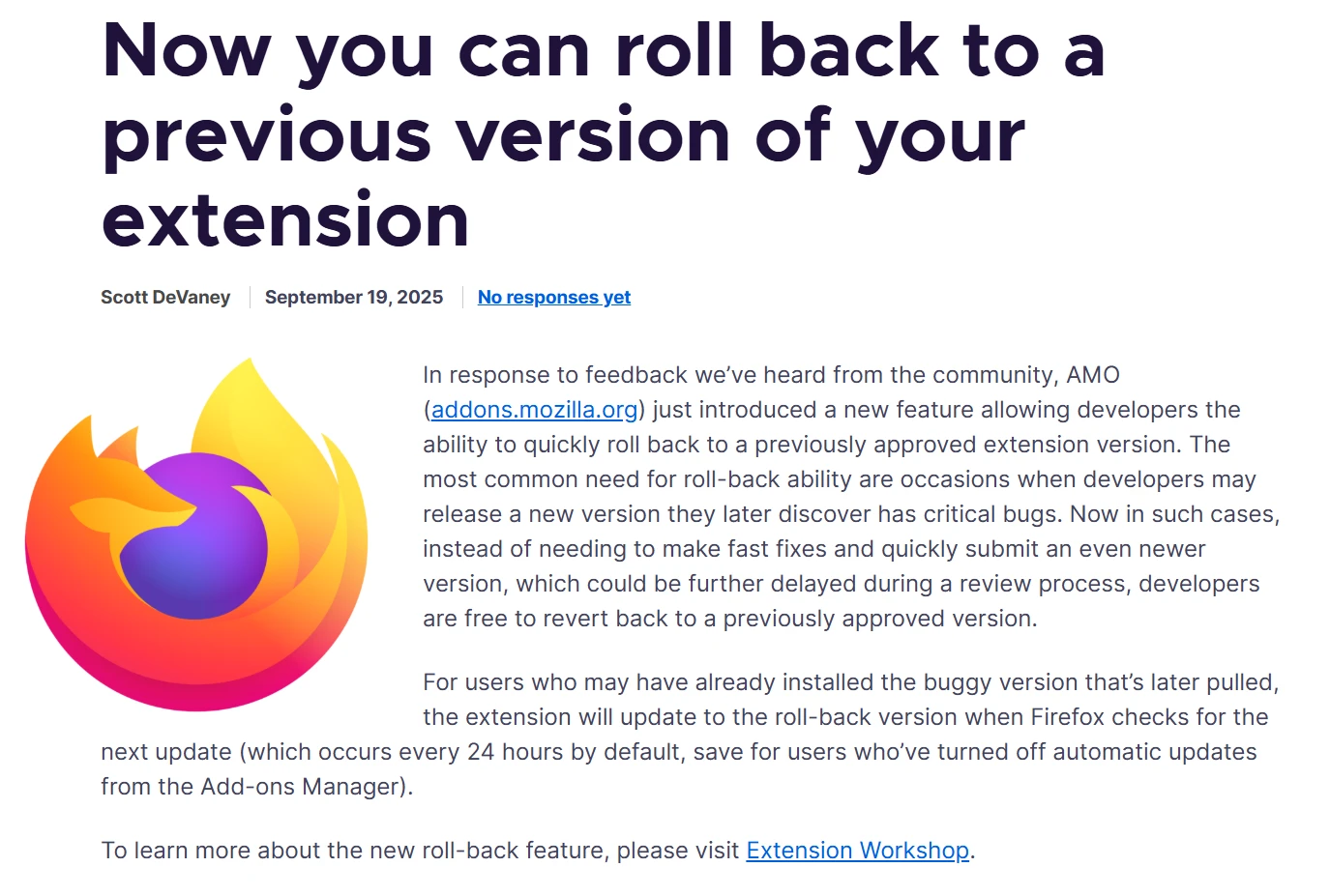 浏览器扩展更新翻车?火狐 Firefox 新机制,可 24 小时内自动回滚至旧版插图 浏览器扩展更新翻车?火狐 Firefox 新机制,可 24 小时内自动回滚至旧版插图