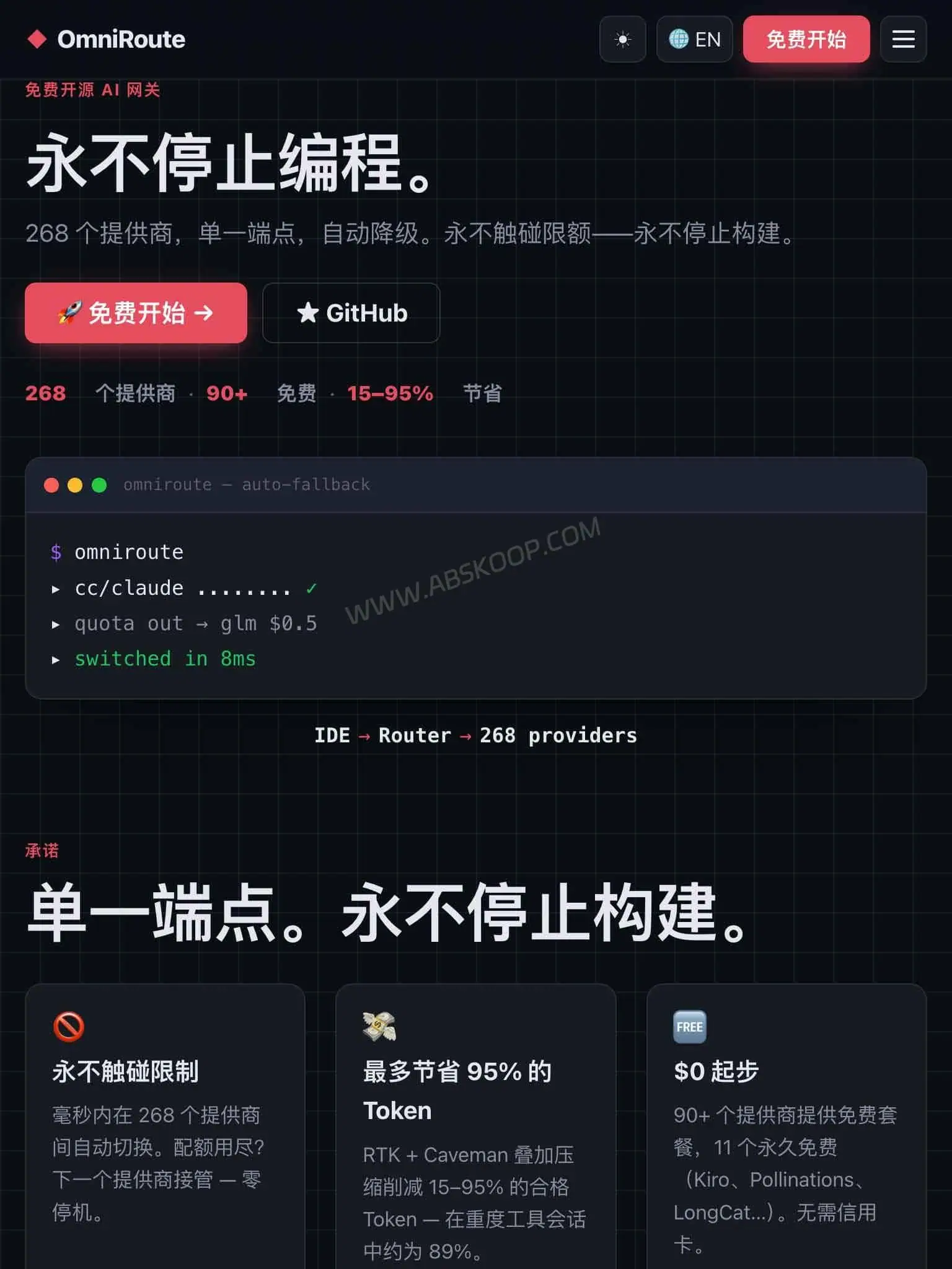 OmniRoute 开源 AI Gateway 官方主页