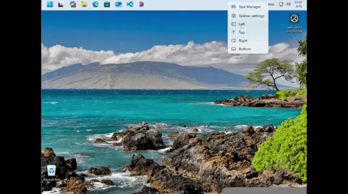 微软意外“剧透”Win11 可移动任务栏：右键菜单快速切换位置插图