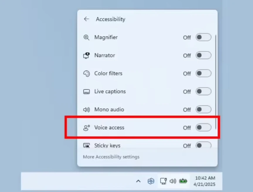 微软 Win11 语音访问功能加入快速操作面板插图 微软 Win11 语音访问功能加入快速操作面板插图