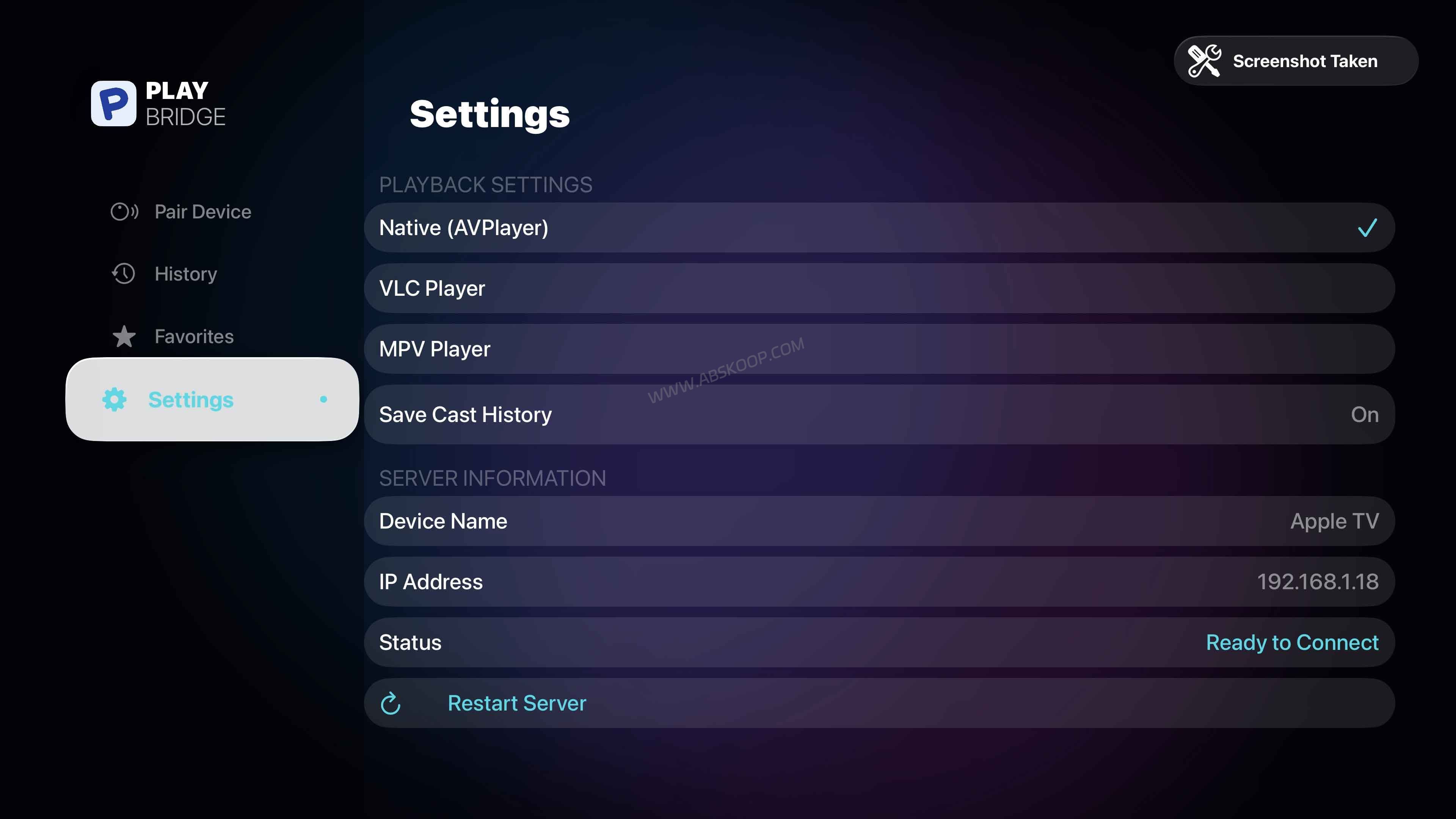 PlayBridge 设置界面截图