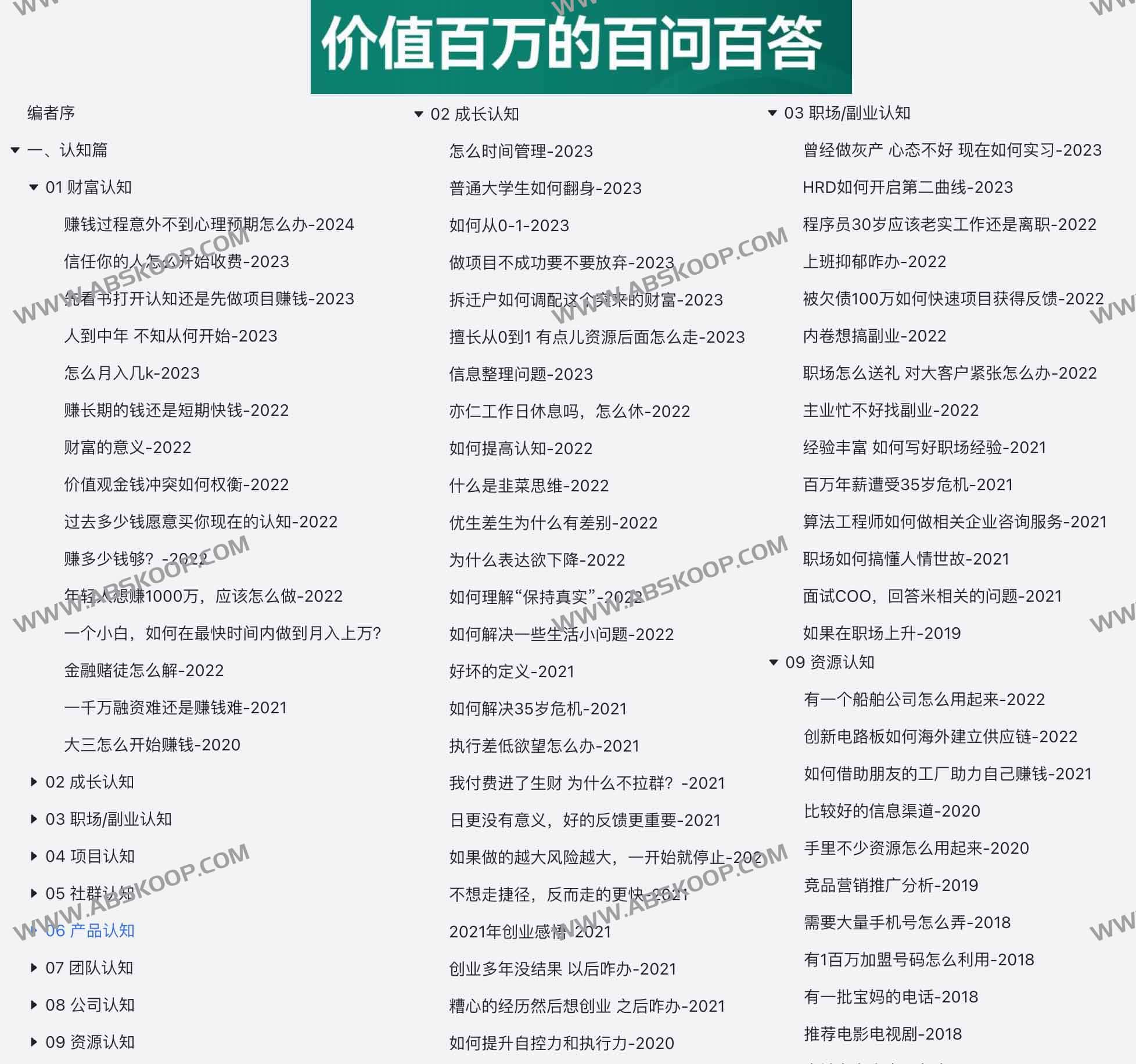 《亦仁百问百答》生财有术星球问答 2017-2024合集