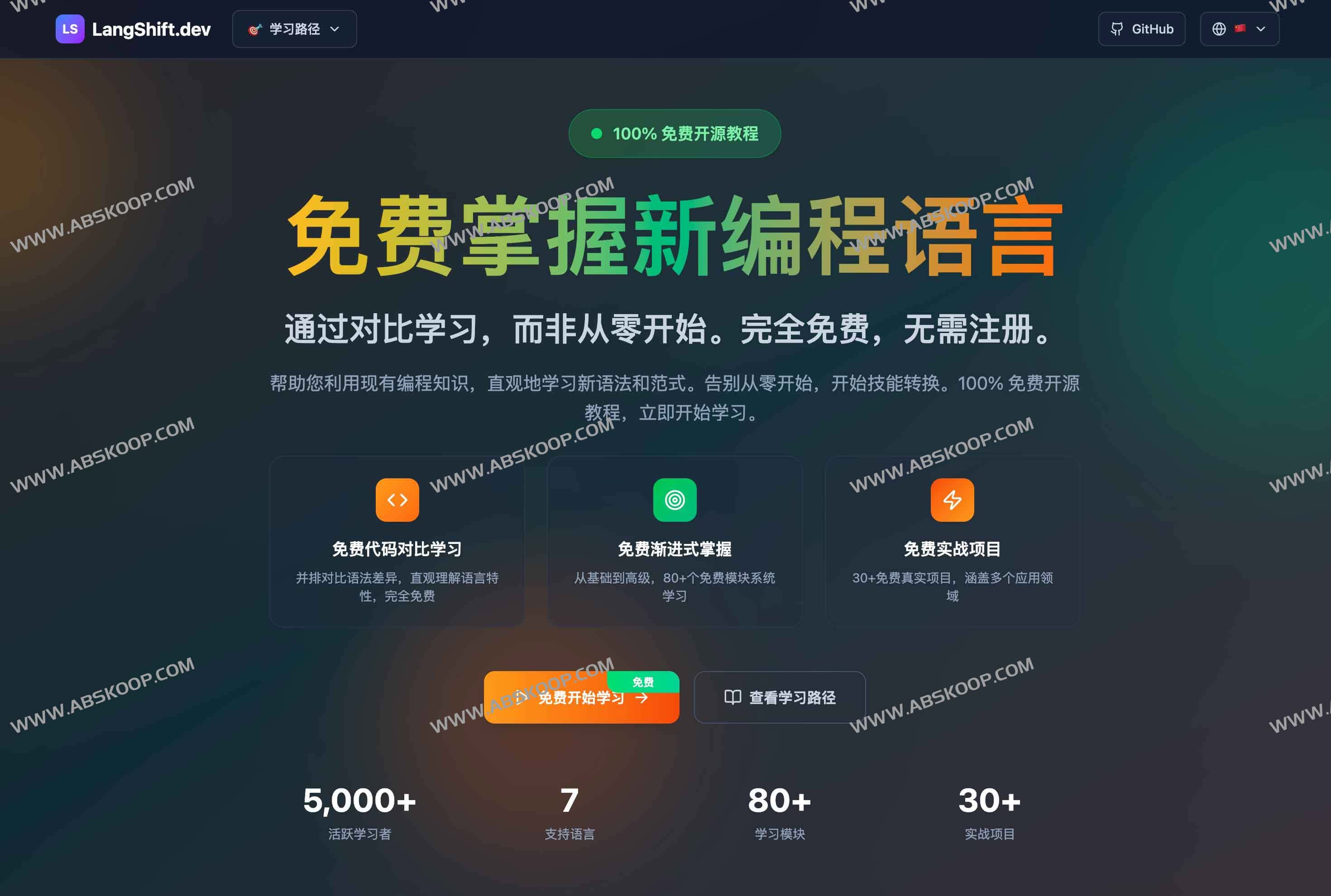 LangShift.dev 多语言编程学习平台：开发者免费语言迁移课程